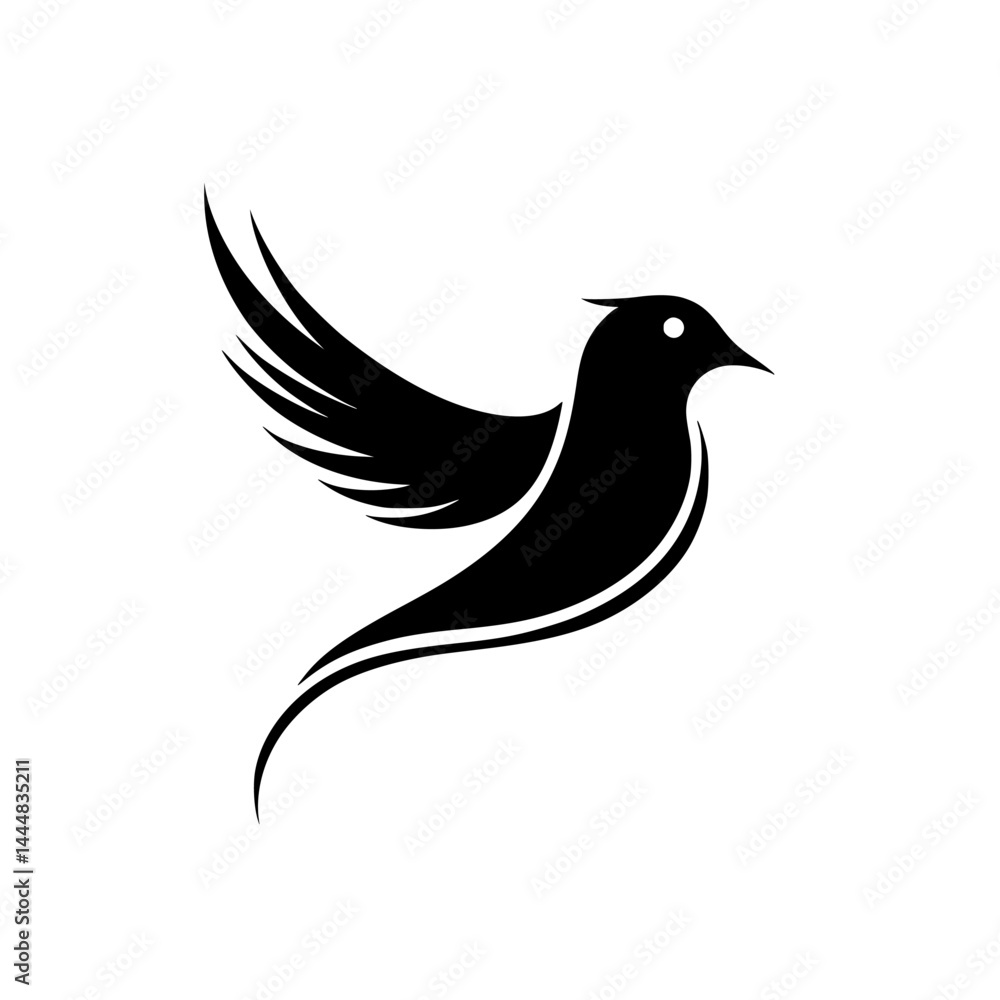 Silhouette pictogram of a flying bird created as a vector icon for design projects and graphic representations Silhouette pictogram of a flying bird created as a vector icon for design projects and graphic representations