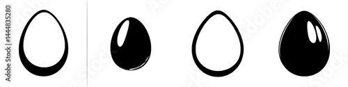 Silhouette set of egg-shaped pictograms showing various designs and styles suitable for graphic design or illustration projects