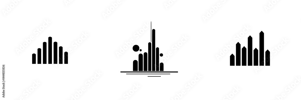 Silhouette pictogram set featuring unique vector icons of abstract shapes and patterns for design and graphics