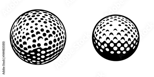 Obraz na płótnie Set of two distinct golf ball silhouette pictograms showcasing different designs and patterns in a minimalist style w salonie