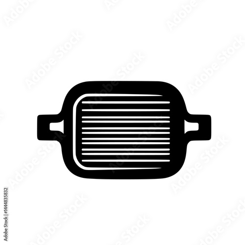 Obraz na płótnie Silhouette pictogram of a grilling pan with handles for cooking and food preparation in kitchens w salonie