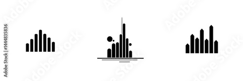 Obraz na płótnie Silhouette pictogram set featuring unique vector icons of abstract shapes and patterns for design and graphics w salonie