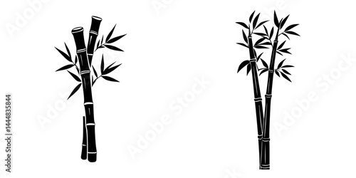 Obraz na płótnie Silhouette pictograms of bamboo plants in isolated vector icons set for design and illustration purposes w salonie