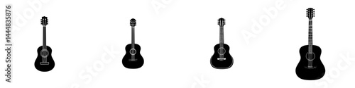 Obraz na płótnie Silhouette pictogram icons of various guitars showcasing different styles and designs in a minimalist format w salonie