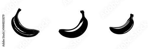 Obraz na płótnie Silhouette pictogram set featuring isolated vector icons of bananas in various positions w salonie
