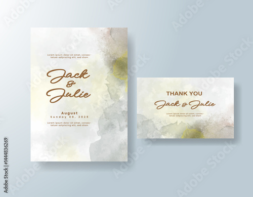 Wedding invitation with abstract splash watercolor