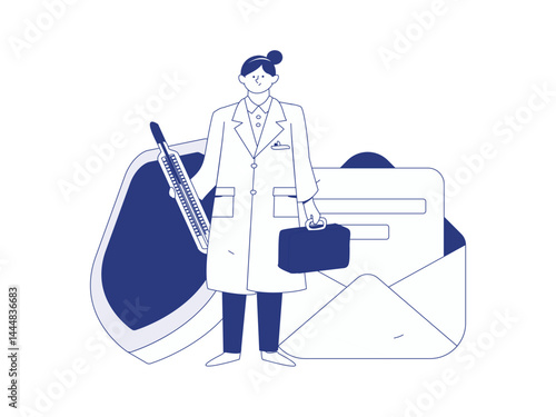 Doctor examines patient flat vector concept operation hand drawn illustration
