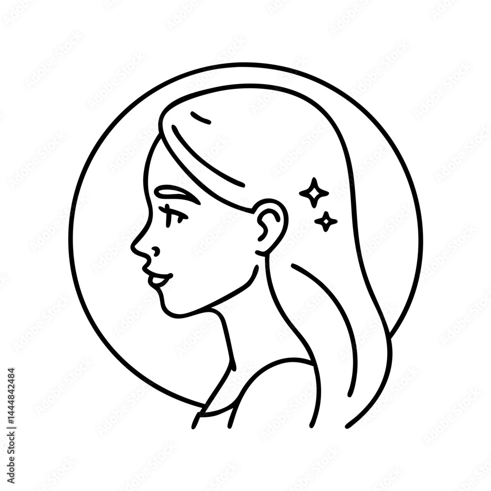 beautiful profile of young woman icon beautiful profile of young woman icon