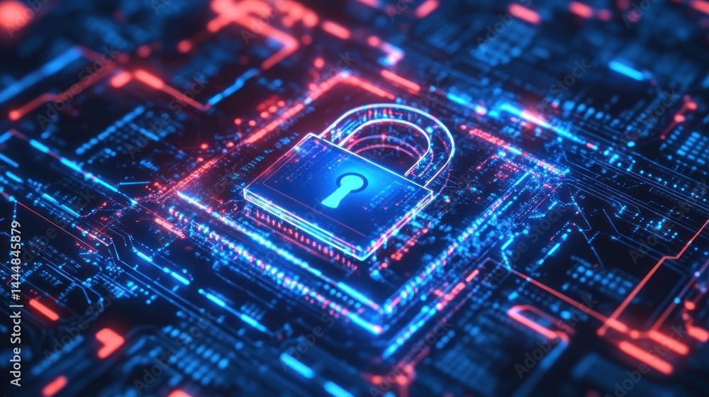 Digital lock on circuit board. Secure data Digital lock on circuit board. Secure data