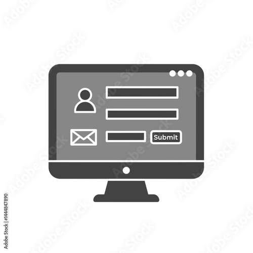 Digital Sign-Up: A graphic representation of a desktop computer screen displaying a digital form, ready for user data input and submission.