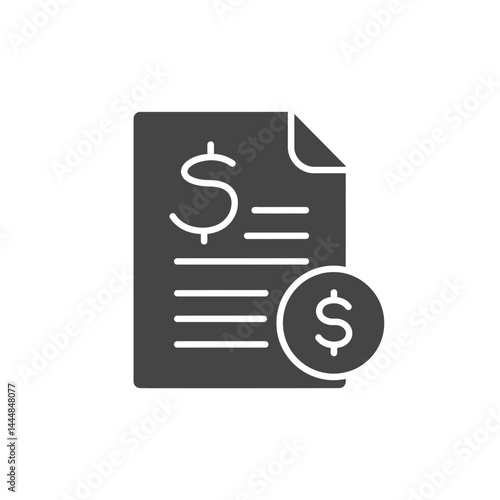Financial Transaction Symbol: A straightforward icon of a financial transaction. Depicting a paper document alongside a dollar sign, representing finance and transactions.