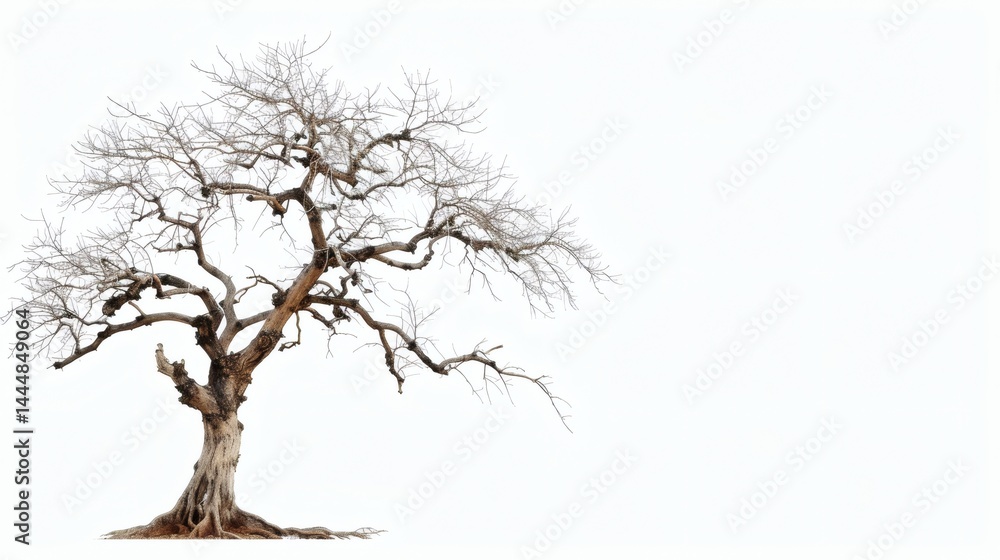 Obraz premium Isolated barren tree against a plain white background.