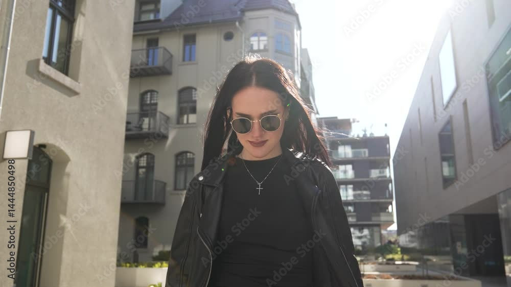 girl walks modern city movement girl walks modern city movement