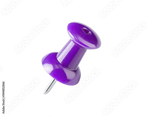 Purple push pin , isolated on transparent background