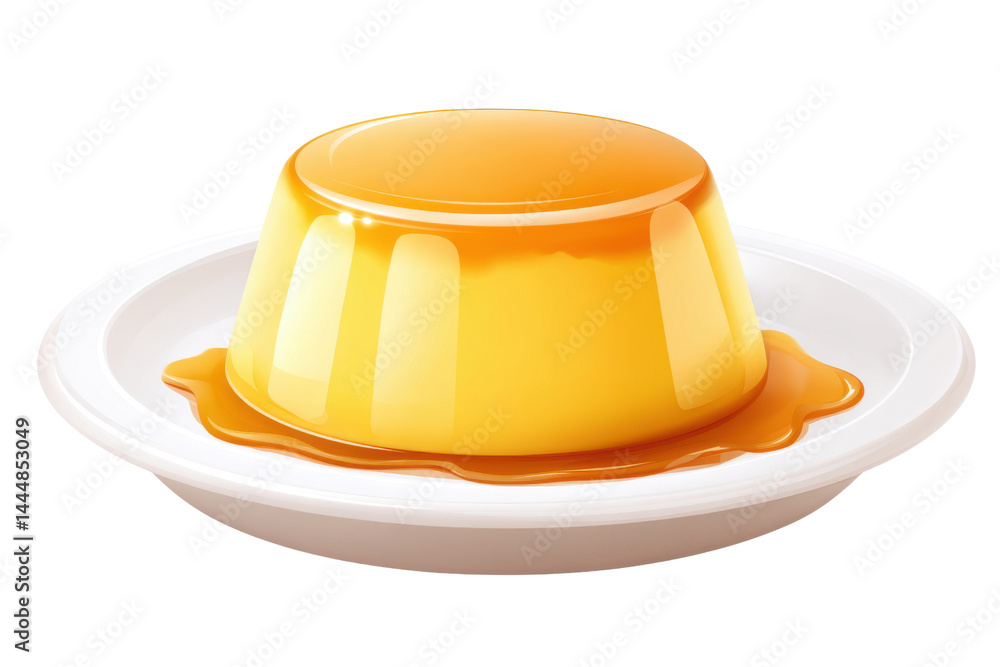 Fototapeta premium pudding custard cake , isolated on transparent background