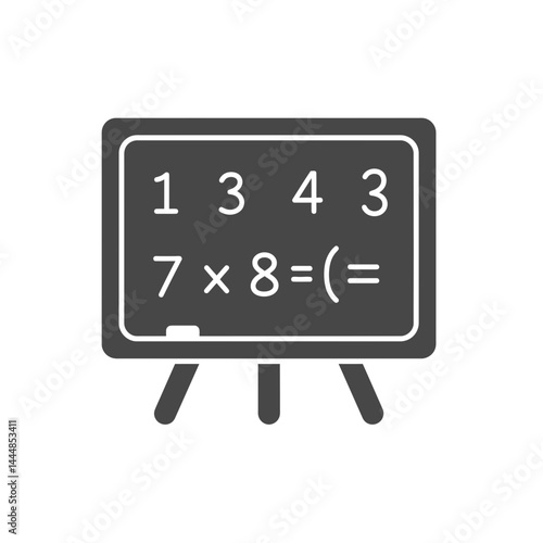 Simple Arithmetic: A chalkboard features a basic multiplication problem, symbolizing the fundamental concepts of arithmetic and mathematics. 