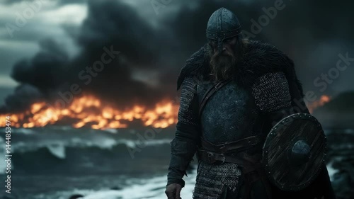 Viking Warriors in Battle - Nordic Culture and Warfare Illustration