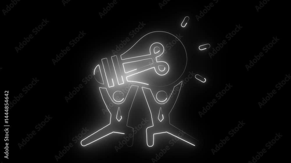 Glowing neon innovation icon isolated on black background. HD Video motion graphic animation Glowing neon innovation icon isolated on black background. HD Video motion graphic animation