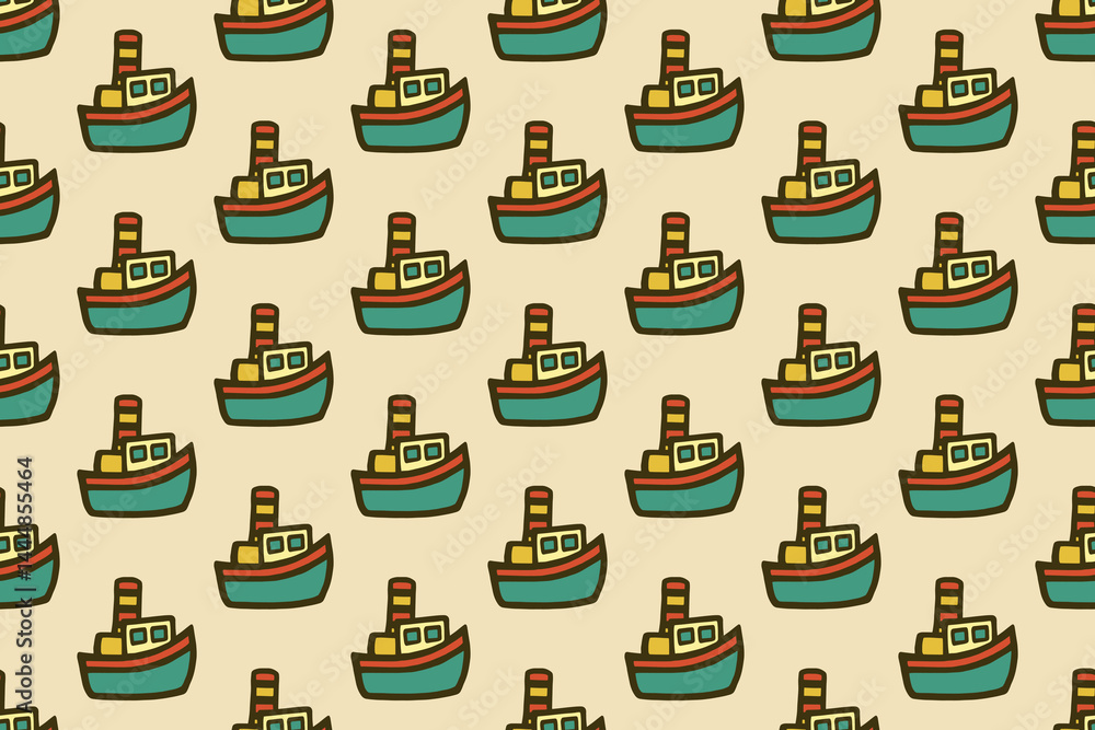 Set of sea elements in doodle style