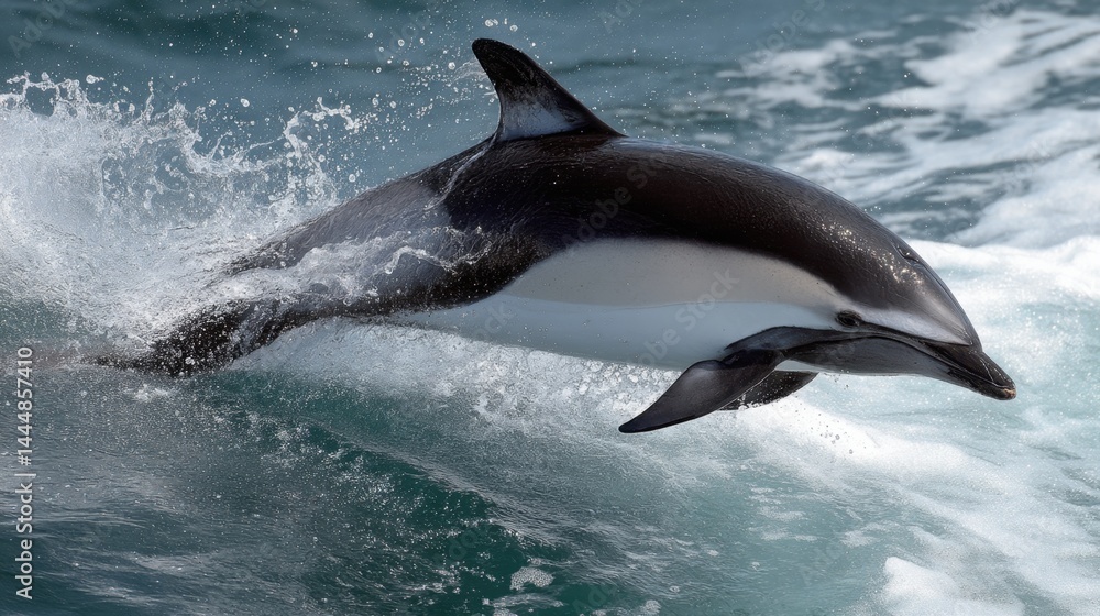 Fototapeta premium Leaping Dolphin: Aquatic Grace and Power