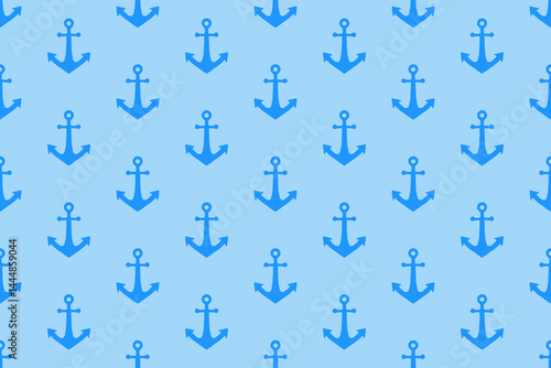 Obraz na płótnie Children's seamless pattern with an anchor on a blue background. Summer sea background. w salonie
