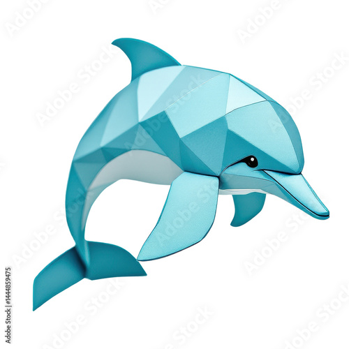Obraz na płótnie Stylized blue dolphin in geometric design on isolate background. w salonie