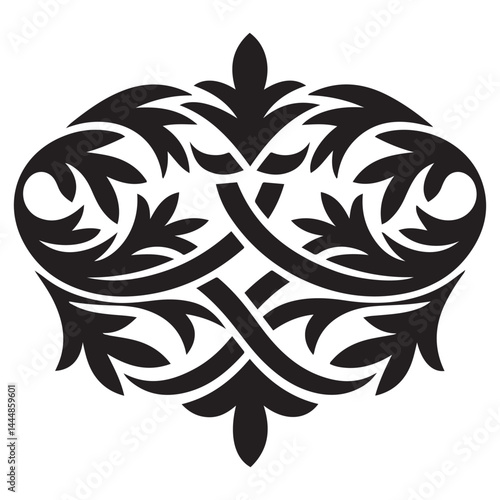heraldic abstract scroll ornament Vector Black silhouettes. with white background