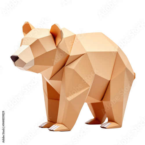 Obraz na płótnie Origami bear sculpture in a geometric style on isolate background. w salonie