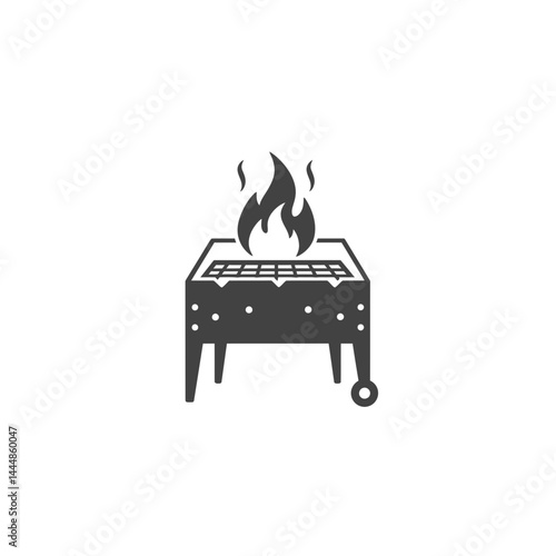 BBQ Silhouette: A stark monochrome silhouette of a barbeque grill, flames leaping above, symbolizing a gathering, warmth, and the joy of outdoor cooking.