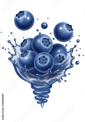 Obraz na płótnie Blueberries splashing in water, creating a dynamic visual effect. w salonie