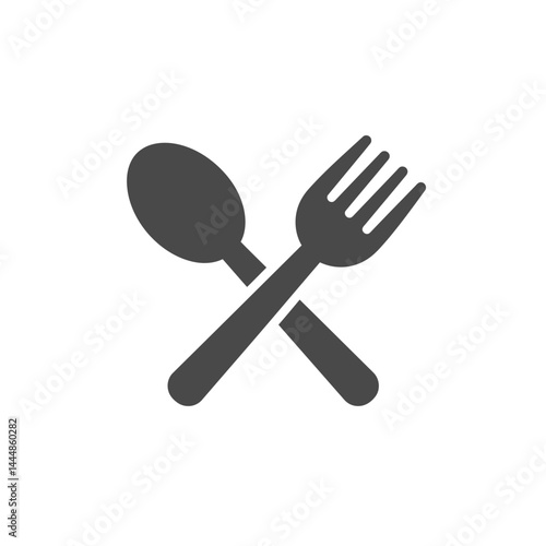 Culinary Essentials: A simple, elegant grayscale depiction of a crossed spoon and fork, embodying the core of the dining experience.