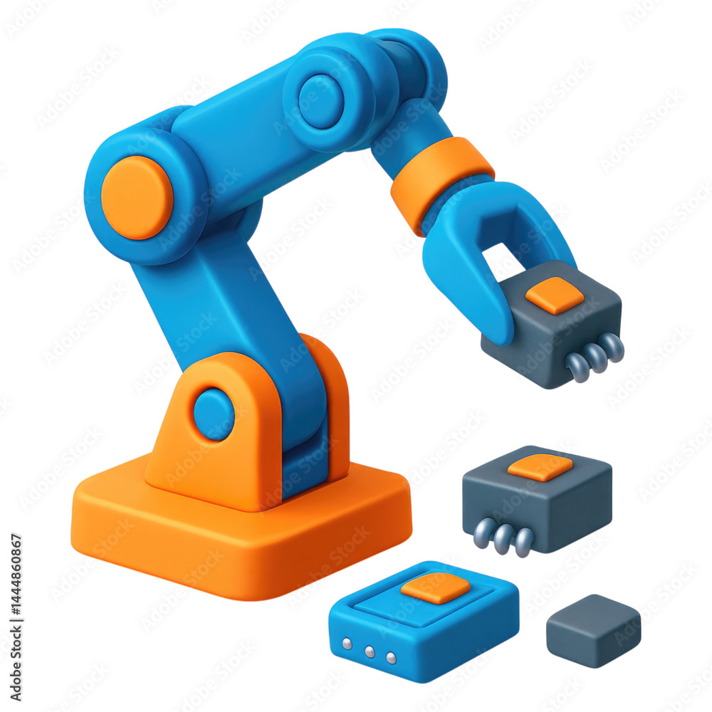 Robotic Arm Assembling Small Parts 3D of Automation Technology Robotic Arm Assembling Small Parts 3D of Automation Technology