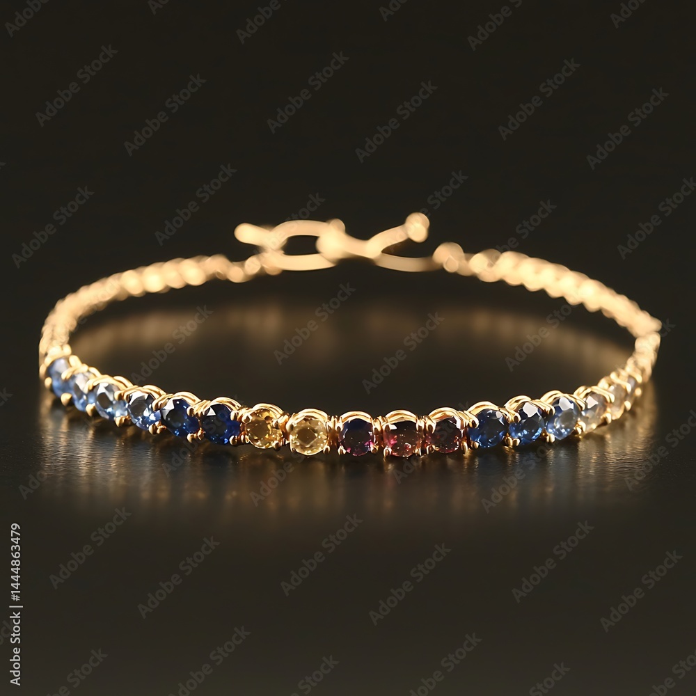 Gold and blue bracelet with a yellow stone in the middle Gold and blue bracelet with a yellow stone in the middle