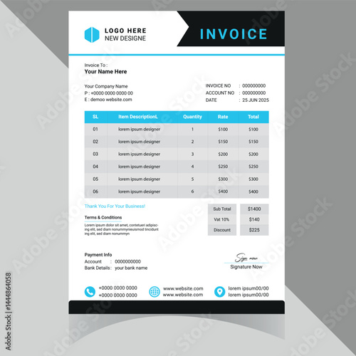 Premium Invoice Template for Effortless Business Transactions and Seamless Financial Operations. Sleek, Professional Design for Corporate Use. Thank You.
