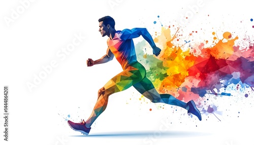Abstract Watercolor Runner Capturing Motion and Vitality