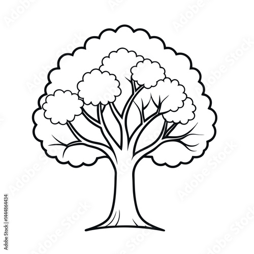 Outlined Tree Silhouette Vector on White Background