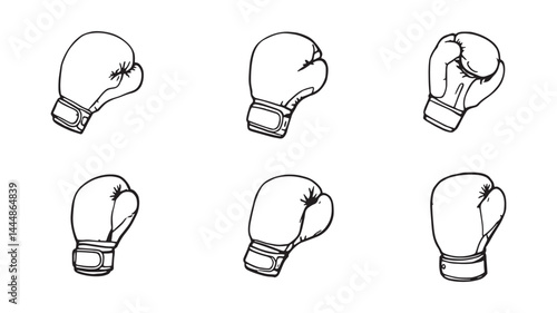 Boxing gloves line art symbolizing strength and athleticism in motion