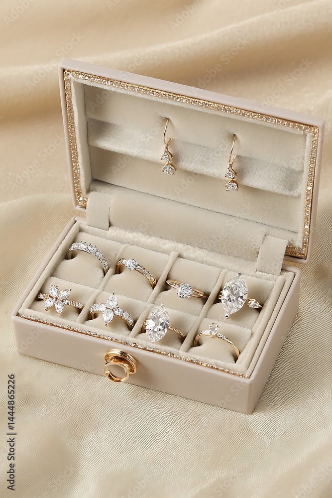 Fototapeta premium Box of jewelry with a white background