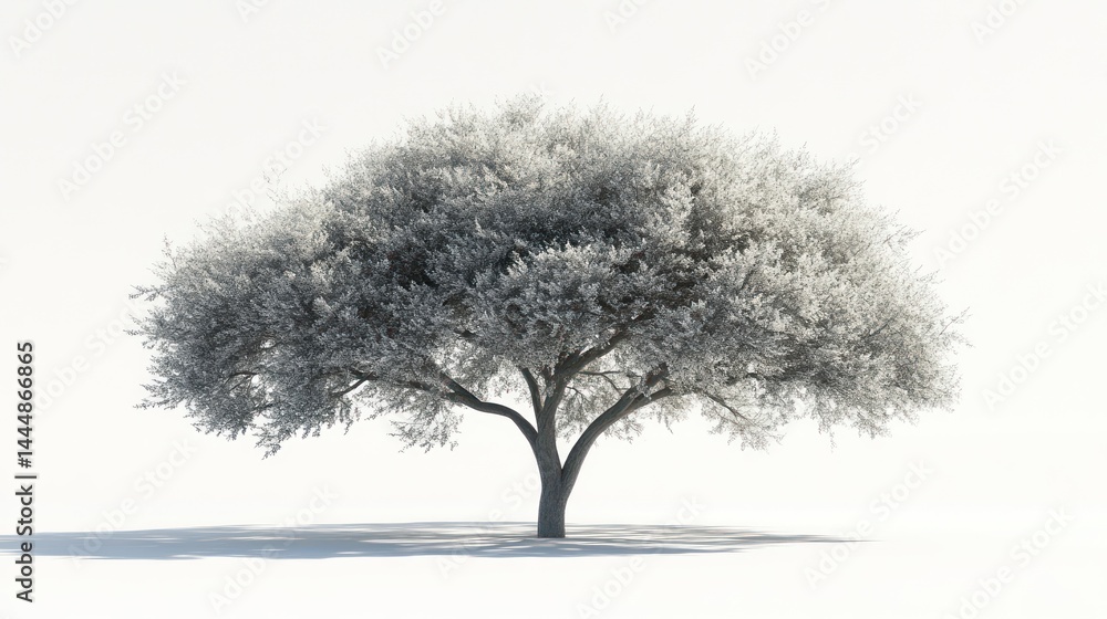 Obraz premium Solitary ethereal tree in a minimalist landscape with a soft, dreamlike quality