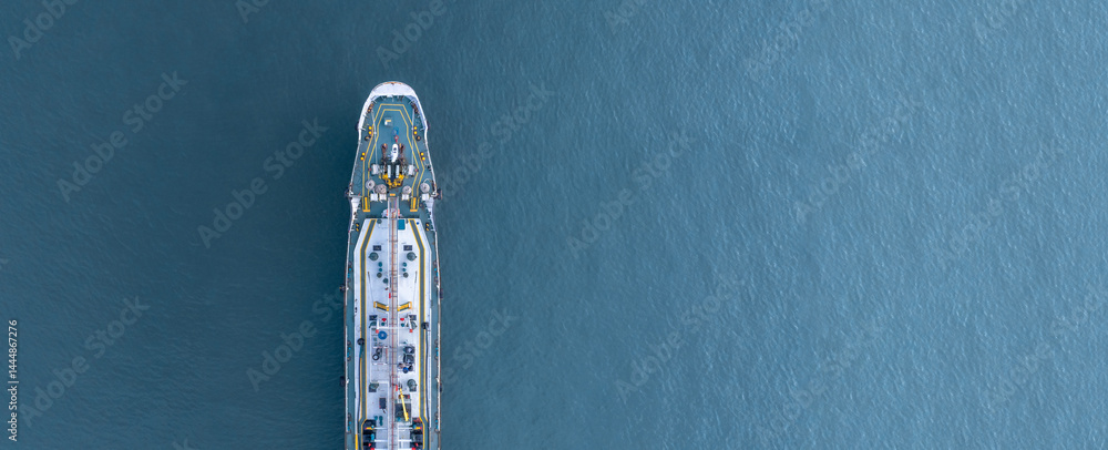 Aerial view oil and gas tanker ship freight shipping oil and gas, Global business freight shipping import export logistic transportation oil and gas product tanker ship, Sea freight oil product tanker