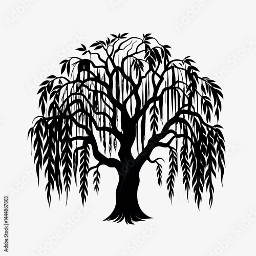 Vector Tree Silhouette Isolated Background