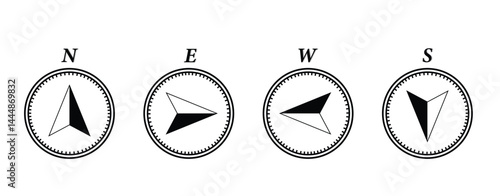 Compass Direction Icons – North, East, West, South Vector Set