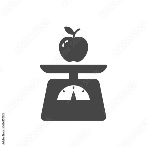 The Apple on Scale: A simple, elegant illustration of an apple placed on a scale, representing the essence of balanced choices and healthy eating habits.