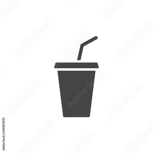 Disposable Cup with Straw:  A simple, clean icon of a disposable cup with a straw. Perfect for use in any project related to beverages, food, or refreshment.