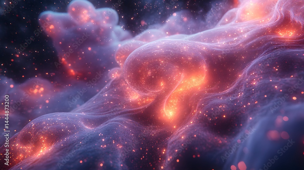 Abstract cosmic nebula formation with glowing particles and soft cloud-like shapes, ethereal scenery, and dynamic energy on a transparent background, PNG image, PNG file. Abstract cosmic nebula formation with glowing particles and soft cloud-like shapes, ethereal scenery, and dynamic energy on a transparent background, PNG image, PNG file.