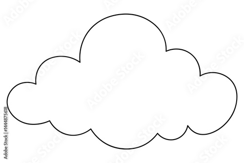 Cumulus cloud. Sketch. Vector illustration. Outline on isolated white background. Doodle style. Coloring book for children. Curly cloud. Doodle style. Idea for web design.