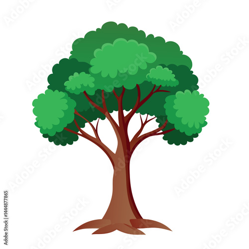 Flat Tree Vector Illustration on White Canvas