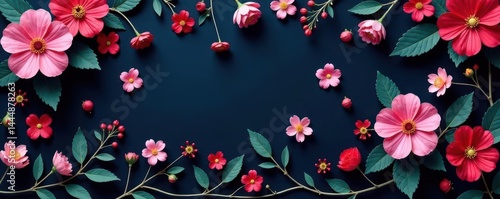 Wallpaper Mural Tiny blooms, dark backdrop, repeating floral design, aesthetic, small, texture Torontodigital.ca