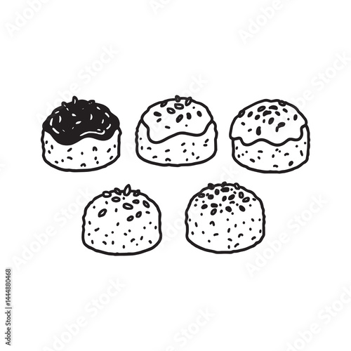 Hand Drawn Line Art of Savory Meatloaf Meal