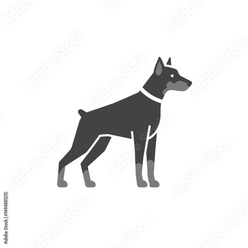 Doberman's Elegant Pose: A sophisticated depiction of a Doberman Pinscher, showcasing its sleek form in a poised stance, the image radiates elegance and the noble spirit of the breed.